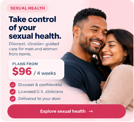 Sexual Health — plans from $96 every 4 weeks, discreet clinician-guided care